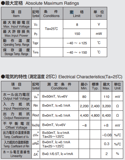 AKM旭化成HG-0815霍爾元件